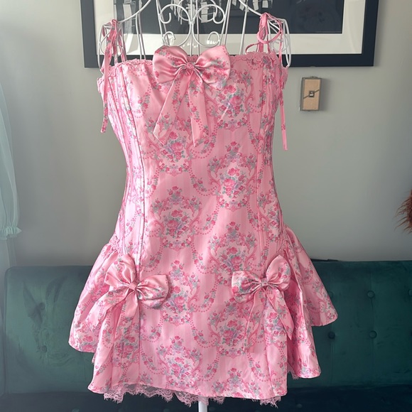 Sugar Thrillz Dresses & Skirts - Dolls Kill Sugar Thrillz Coquette Victorian Ruffles Bows Corset Pink dress
